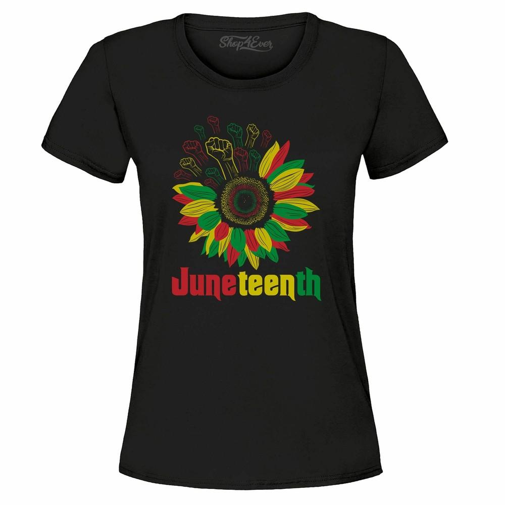 

Juneteenth Black Fist Flower Power June 19 Women s T-Shirt Juneteenth Shirts L