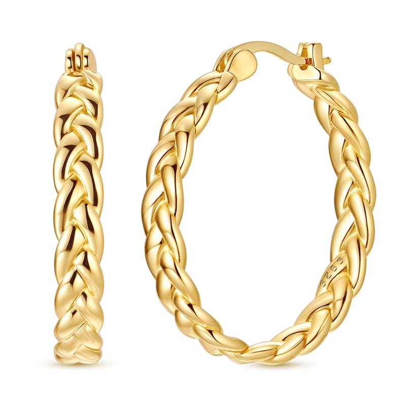 Brincos de Argola Originais em Prata 925 Brilhantes Enrolados Tecidos para Mulher Acessórios de Joalharia de Moda de Alta Qualidade
