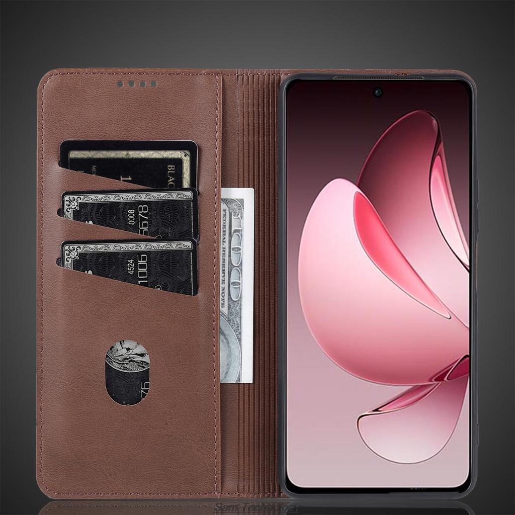 Magnetic Adsorption Leather Fitted Case for OPPO Reno13 F / Reno 13F /Reno13F 4G 5G Flip Cover Protective Case Capa Fundas Coque