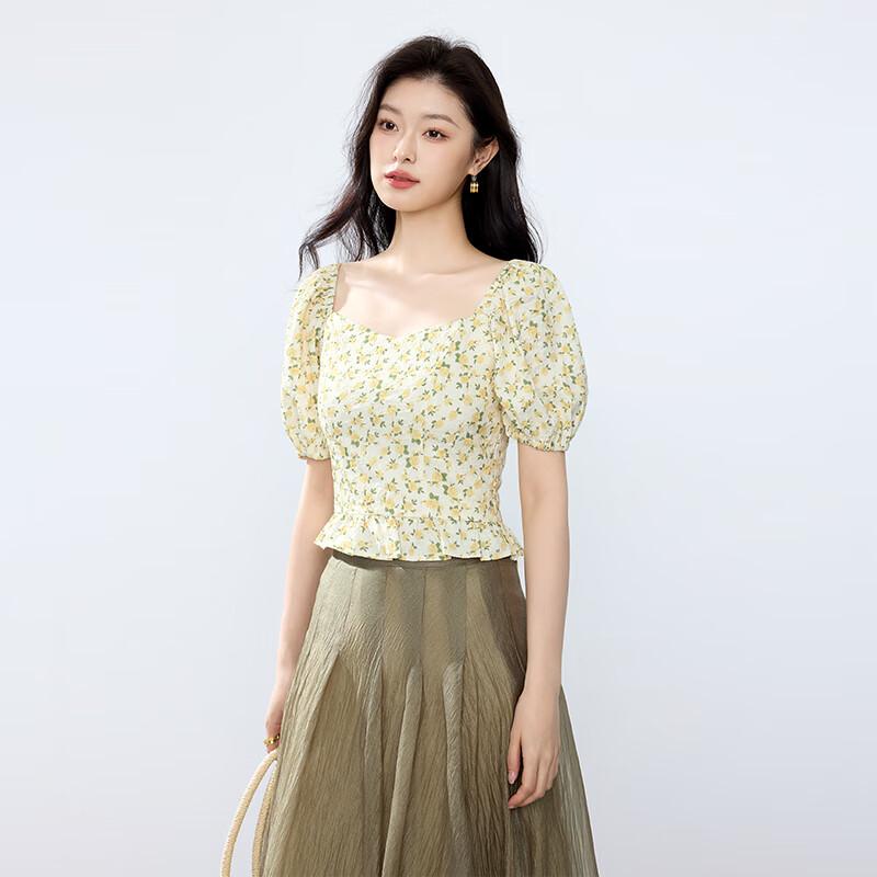 JOY SPEAKER Square Neck Short Sleeve Top