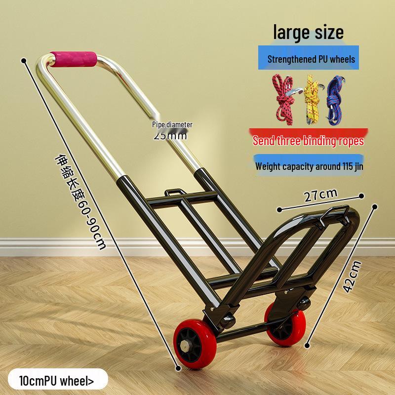 Carrinho de Mão Dobrável: Carrinho de Bagagem Portátil e com Suporte de Carga para Compras e Mercearia