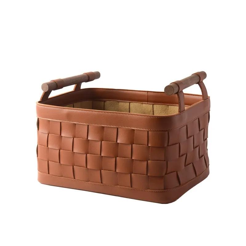 Creative Leather Storage Baskets Clothes Organizer Box Underwear Storage Case Book Baskets Make-up Casket Home Decoration Access