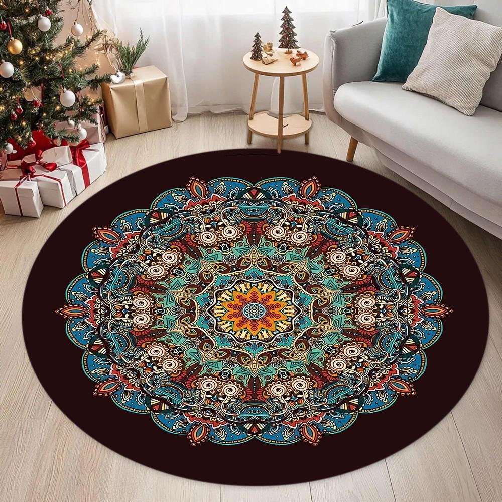 Vintage Bohemian Ethnic Style Circular Printed Carpet Carpets for Living Room Washroom Floor Mat Small Rugs for Bedroom