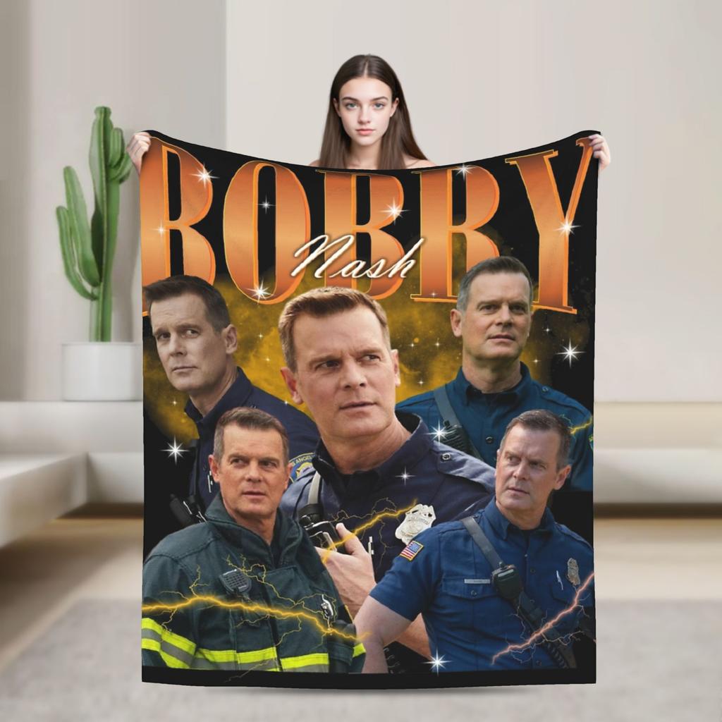 Bobby Nash 9-1-1 Firefighter Blanket Fleece Print   Multifunction Super Warm Throw Blankets for Home Couch Rug Piece