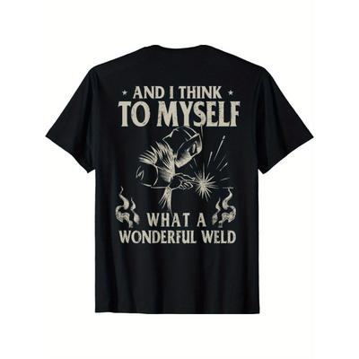 European Sizes Men' Vintage Welding & Blacksmith Back Print T-Shirt - Heavy Workwear Shirt with Design, Round Neck, Machine Washable