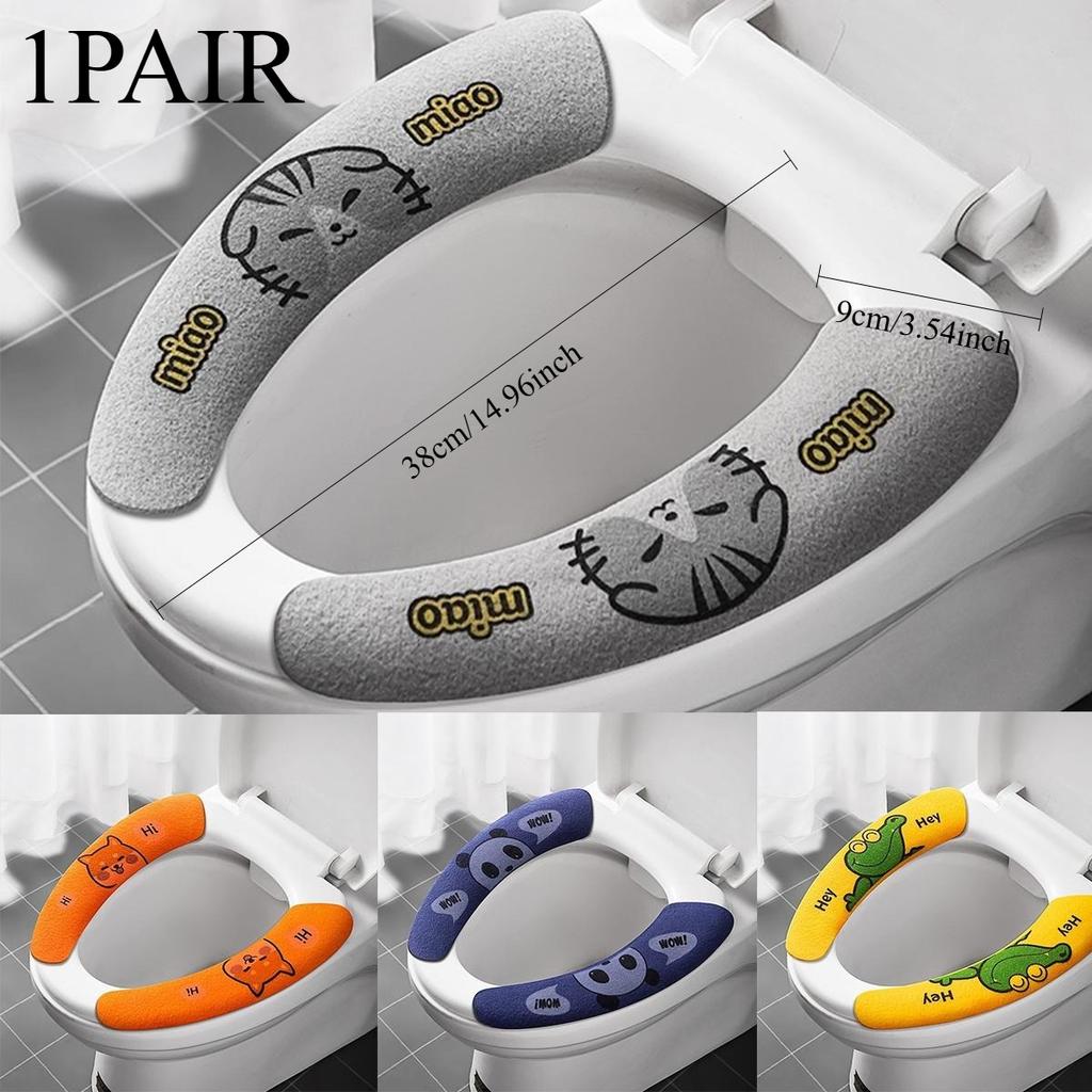 1 PAAR Universal Toilettensitzbezug Weich Cartoon WC Paste Toilette Klebriges Sitzpolster Waschbar Badezimmer Wärmer Sitzdeckelbezug Polster Kissen