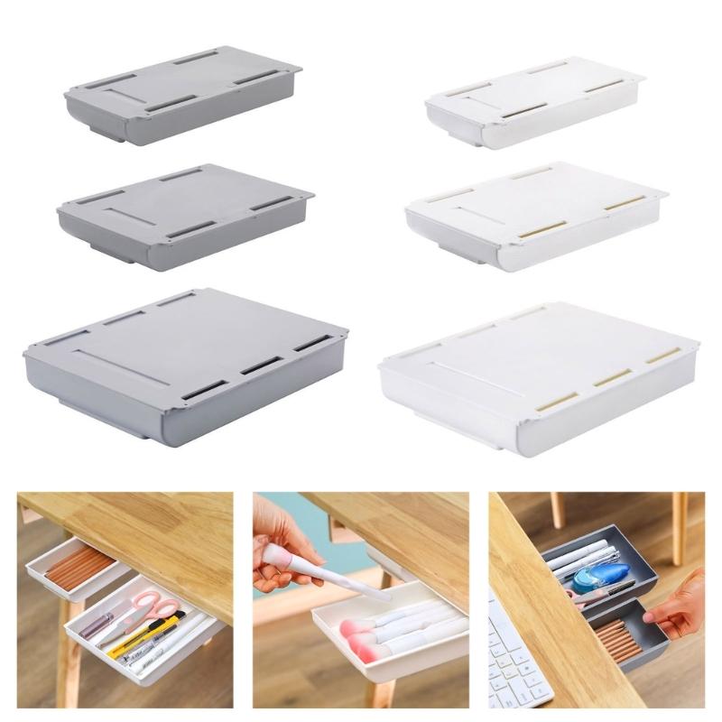 Space Saving Adhesive Mounted Organizers Drawer Under Table Surfaces For Mess Release Workspaces