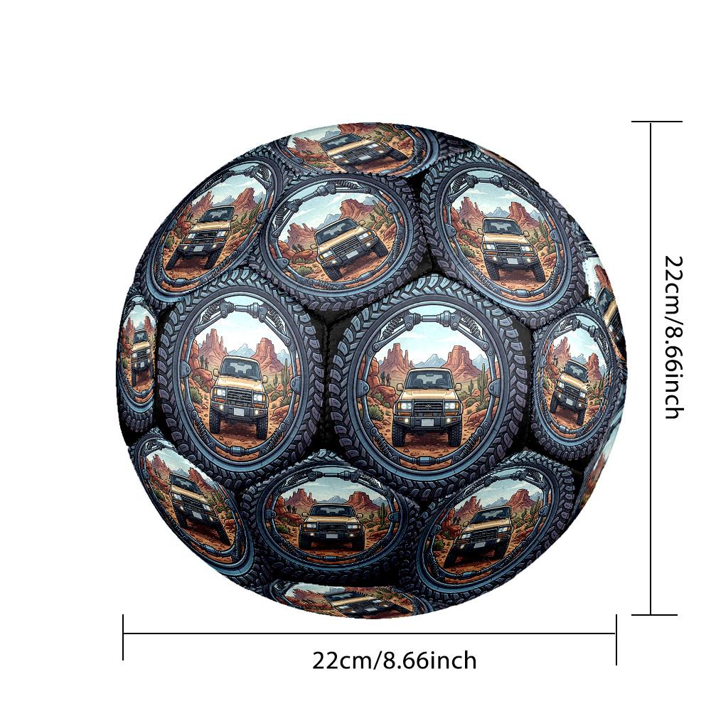 Desert Adventure Vehicle Round Football Size 5 Adult Ball Suitable for Training Matches and Outdoor Team.