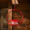 Backyard Bird Watching Supplies Metal Hanging Hummingbird Feeders for Outdoors Feeder with Red Glass Durable Iron Bath Bowl & Perch Decorative