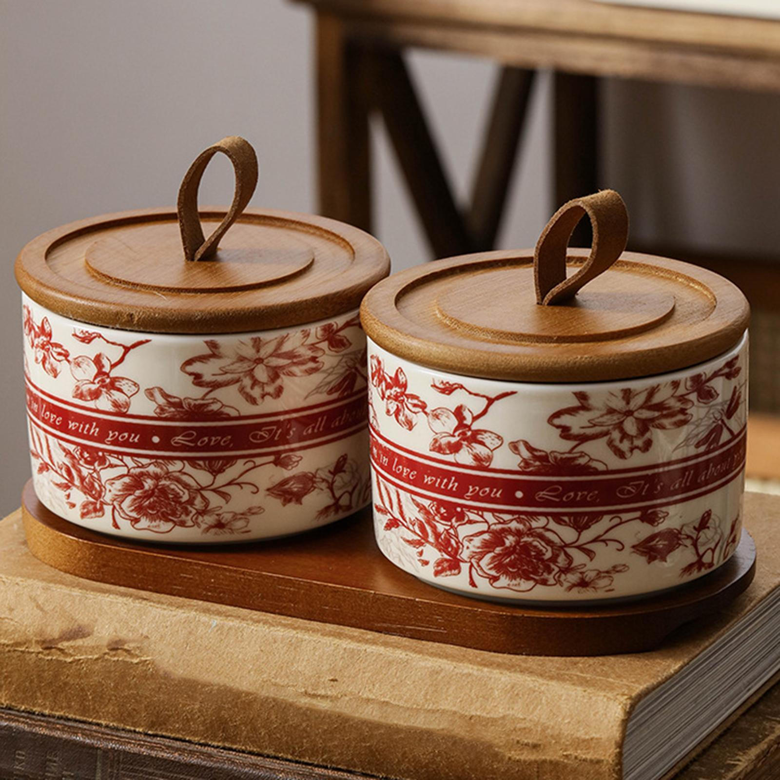 

Керамическая банка декоративная канистра и ручка для хранения чая и еды для свободной столешницы Red 2 Jar and Tray