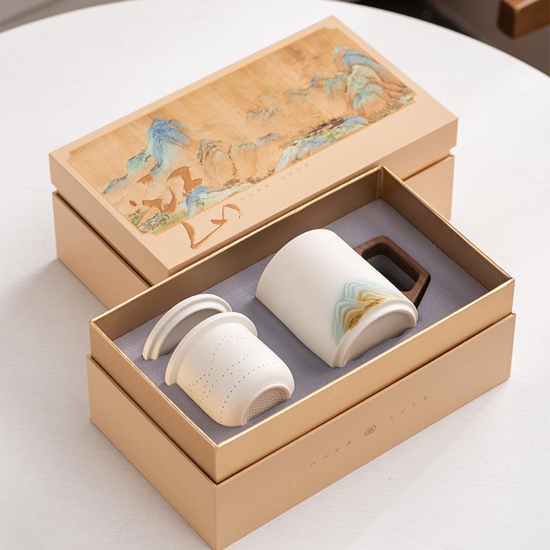 Ceramic Tea Separation Tea Cup High-end Personal Office with Filter Tea Leak Light Luxury Water Cup Gift
