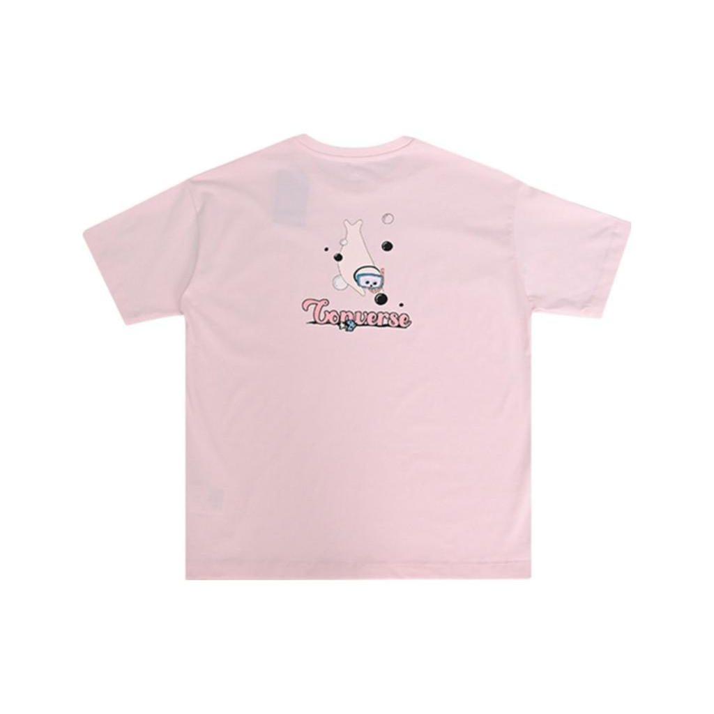 Converse Drop Shoulder Sleeve T Shirt Women's Pink 10025879-A02
