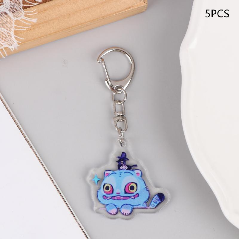 5Pcs Cartoon Huntrix Saja Boys Derpy Tiger Acrylic Keychains Ring Double-Sided Key Chain Jewelry Demon Hunters Love Gifts