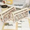 Capybara Large Capacity Semi-Transparent Pencil Case - Triangle Stationery Bag for Students
