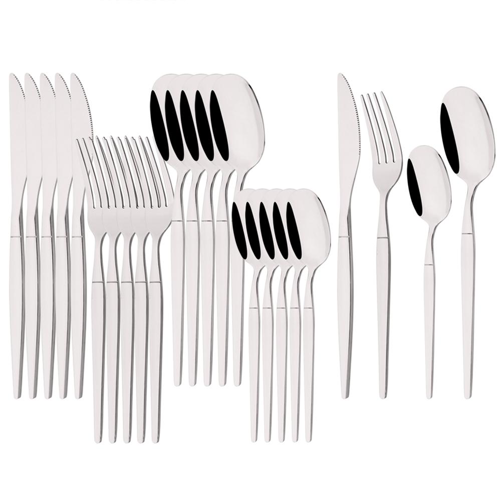 24Pcs Black Gold Dinnerware Set Stainless Steel Cutlery Set Fork Knife Coffee Spoon Tableware Silverware Kitchen Flatware Set