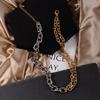 Gold Mixed Silver Color Asymmetric Chain Choker Necklace For Women Thick Chain Link Choker Necklaces Valentines Jewelry Gift