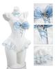 White and Blue Bunny Girl Cosplay Bodysuit with Bunny and Lace Cute for Photo and Halloween and Blue Ribbon Bunny Size [Excellent Quality] Ribbon,