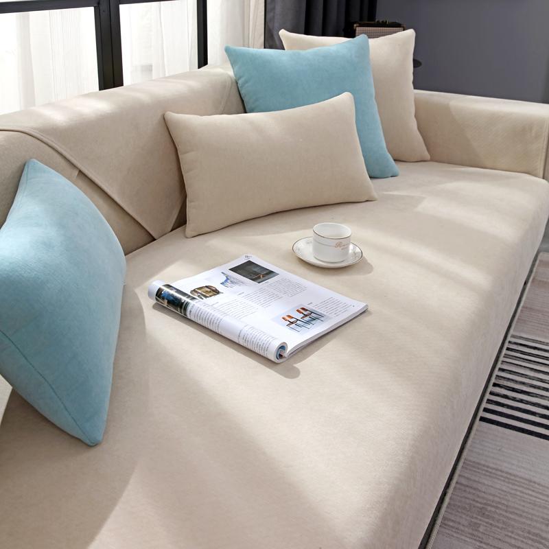 Ensfarget sofahåndkle for stue Chenille sofa Pute Sofatrekk Moderne Minimalistisk Hjørnesofatrekk Multi-størrelser