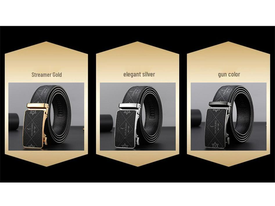 Emperor Men's Genuine Leather Automatic Buckle Belt: High-Quality, Versatile, Trendy