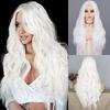 Elegant Long Wavy Curly Wig Middle Part Cosplay Lolita Wigs White Orange Synthetic Wigs Halloween