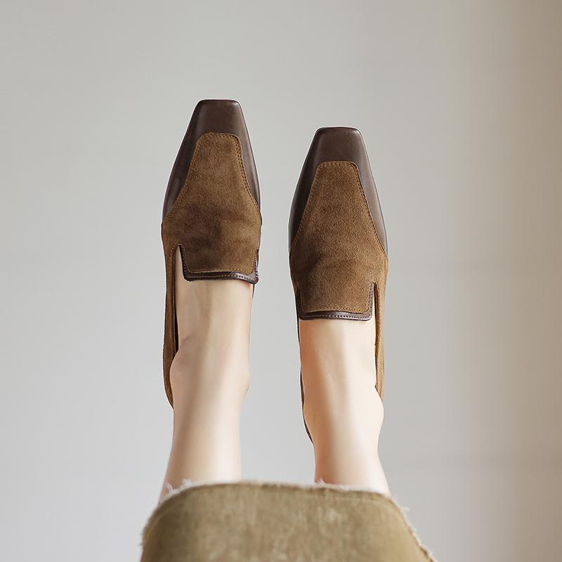 

Мода 2025 НОВЫЕ Осенние Женские Лоферы Натуральная Кожа Женская Обувь Квадратный Носок Массивный Каблук Обувь Женские Туфли Мягкая Женская Обувь 34 коричневый