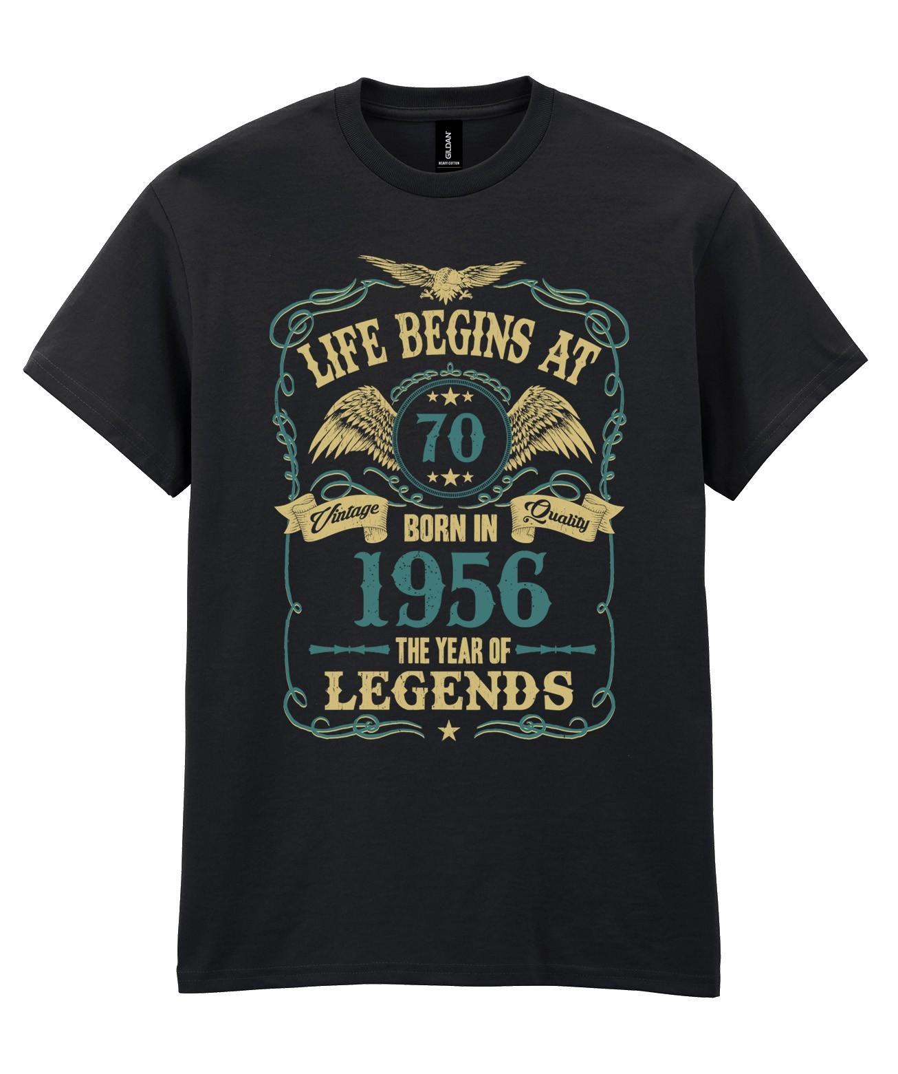 Life Begins at 70 T-Shirt Mens Funny Born In 1956 70th Birthday Gift Dad Grandad S