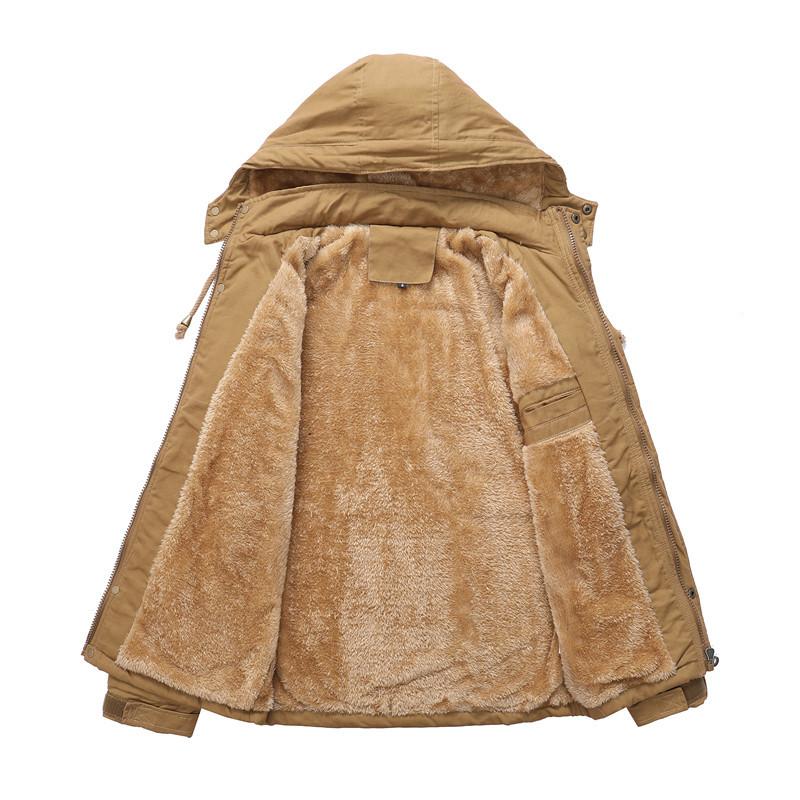 New autumn and winter men's medium and long loose stand-up collar hooded cotton jacket young men's coat