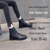 Plus Size Women's Genuine Leather Martin Boots - Flat Heel, Lace-up, Side Zipper, Cowhide, Ankle Boots, Sizes 41–43, Versatile for Autumn 2022.