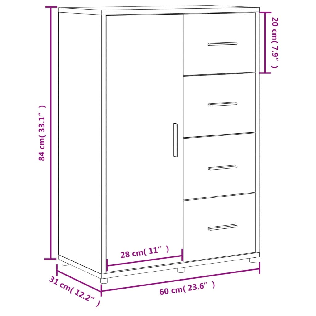 Sideboards 2 pcs Concrete Grey 60 x 31 x 84 cm Engineered Wood