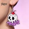 Halloween Acrylic Jewelry 1 Pair Earrings for Women, 2D Flat Cute Cartoon Unique Gothic Dangle Ghost Skull Drop Earrings, Holiday Gifts Costume