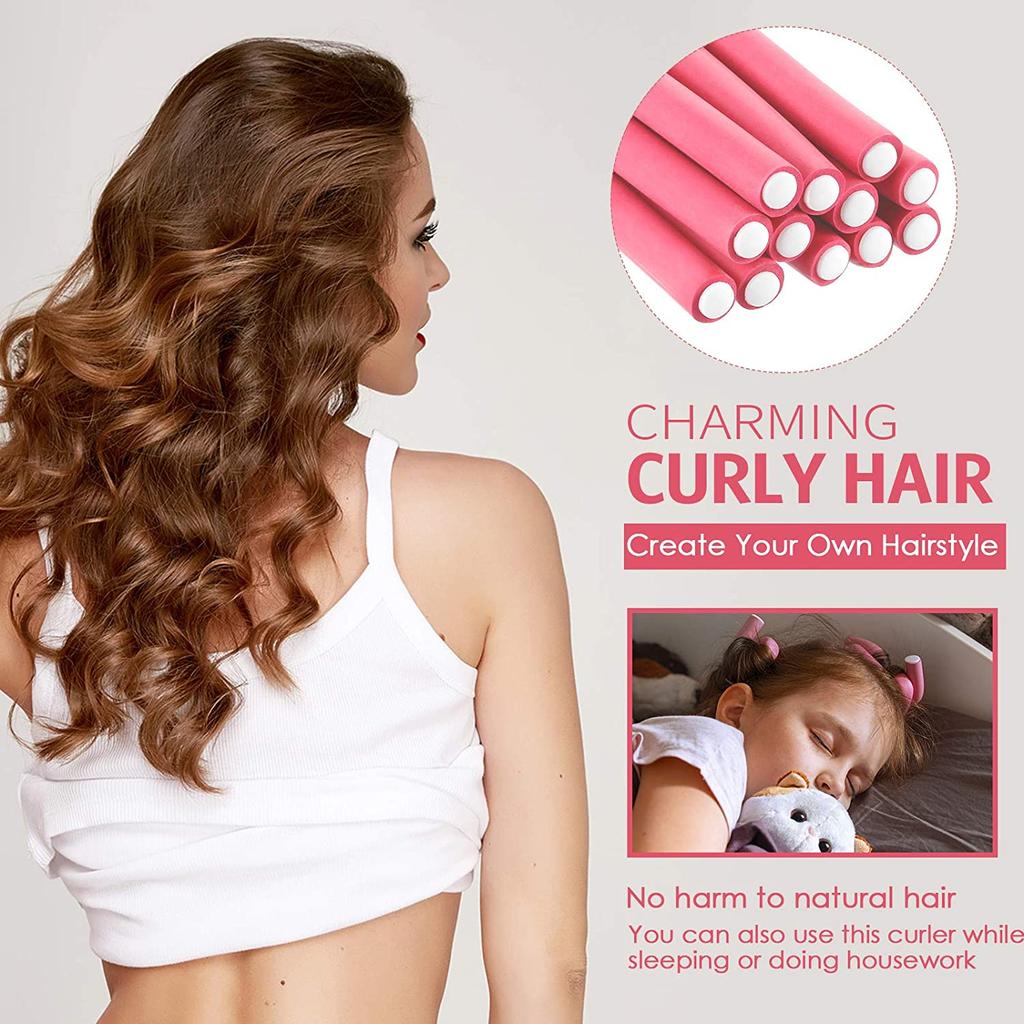 10-teiliges Set mit flexiblen Lockenstäben zum Lockendrehen, flexiblen Stäben, Lockenwicklern ohne Hitze, weicher Schaumstoff für kurzes, mittellanges und langes Haar