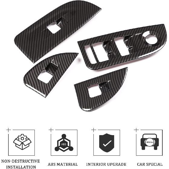 TOYCIDFG Car Door Inner Handle Window Lift Button Panel Cover Trim Compatible with Alfa Romeo Giulia 2017-2021, Carbon Fiber Pattern Car Decoration