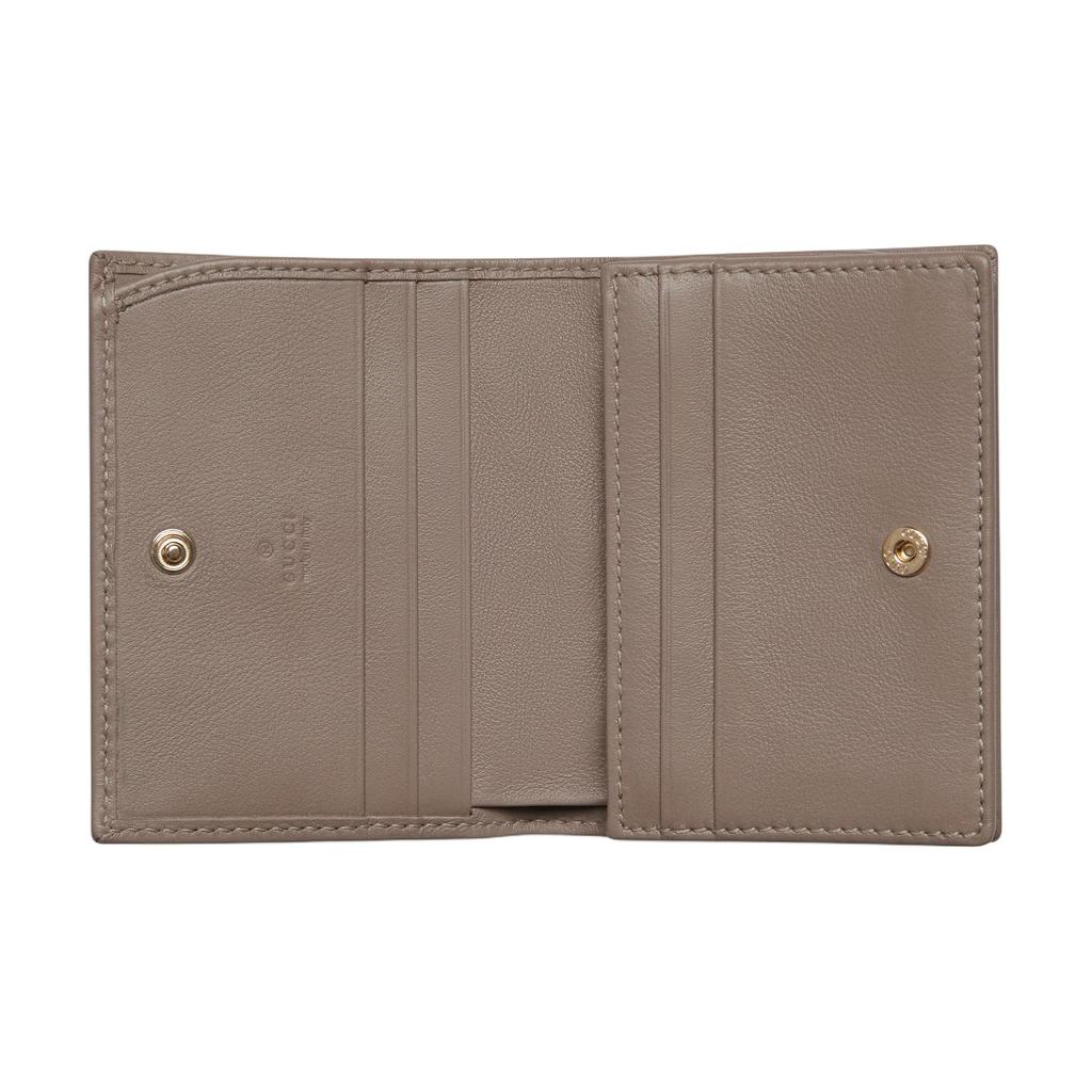 Gucci GG Marmont Logo Snap Closure Leather Wallet Women wallet Gray Brown 466492-DTDHD-1523