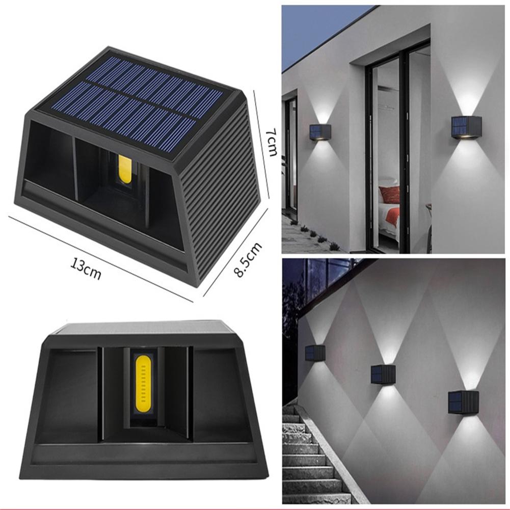 LED Solar Wandleuchte IP65 Wasserdicht 100 Lumen Auf- und Abwärts Beleuchten Solarlampe für Garten Veranda Garage Hof Tor
