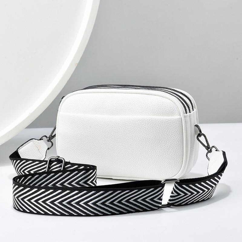 Color Solid Chic Pu Shoulder Bag For Women Featuring Adjustable Wide Strap And Zipper Closure