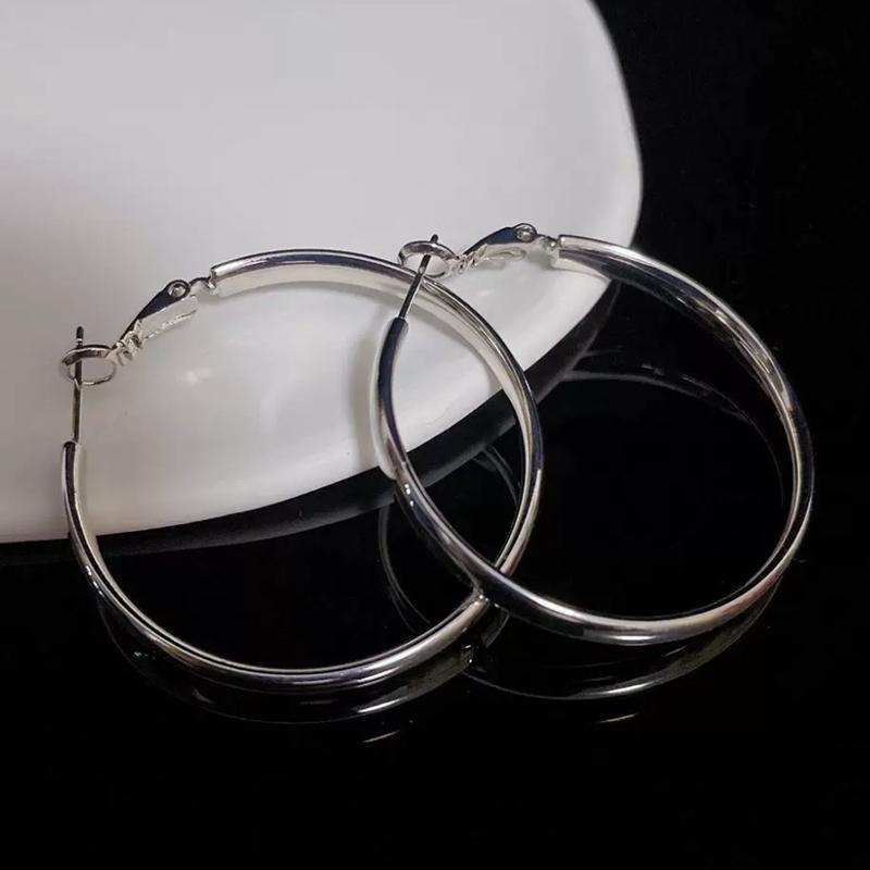 Elegant Retro Thick Round Circle Earrings for Women Simple Metal Big Hoop Earrings Wedding Engagement Aesthetic Jewelry
