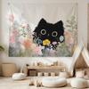Healing Watercolor Black Cat Tapestry Soft Cute Ins Wind Background Cloth Living Room Decoration Room Decoration
