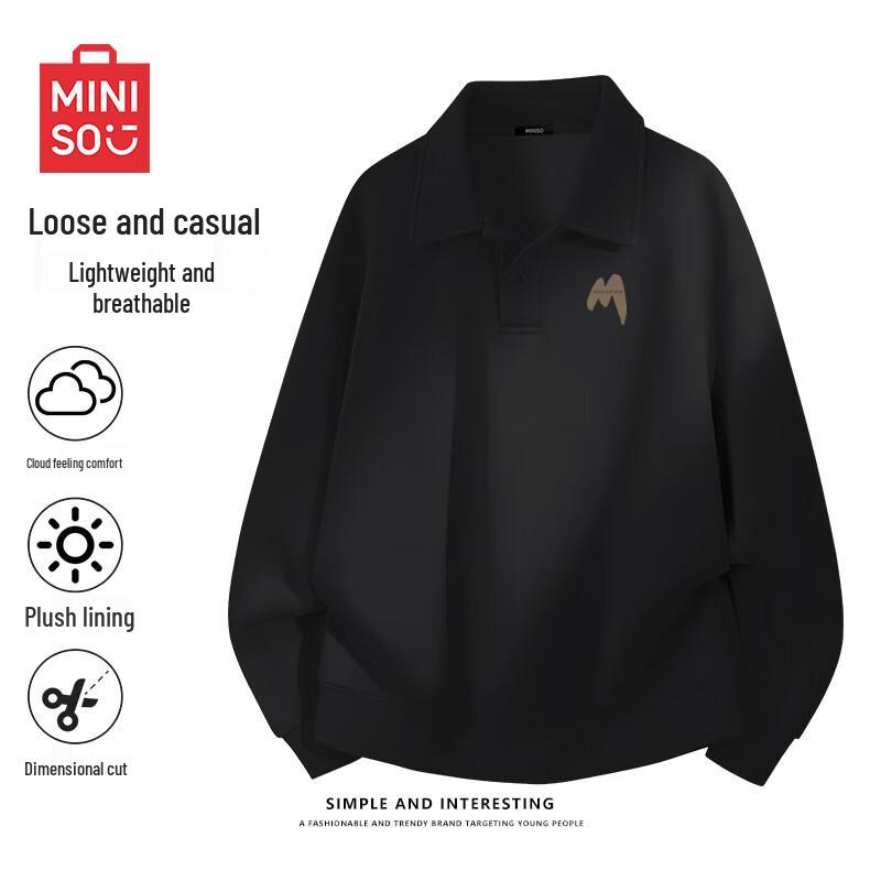 MINISO Men s Heavyweight Fleece Stand-Up Collar Sweatshirt 3XL
