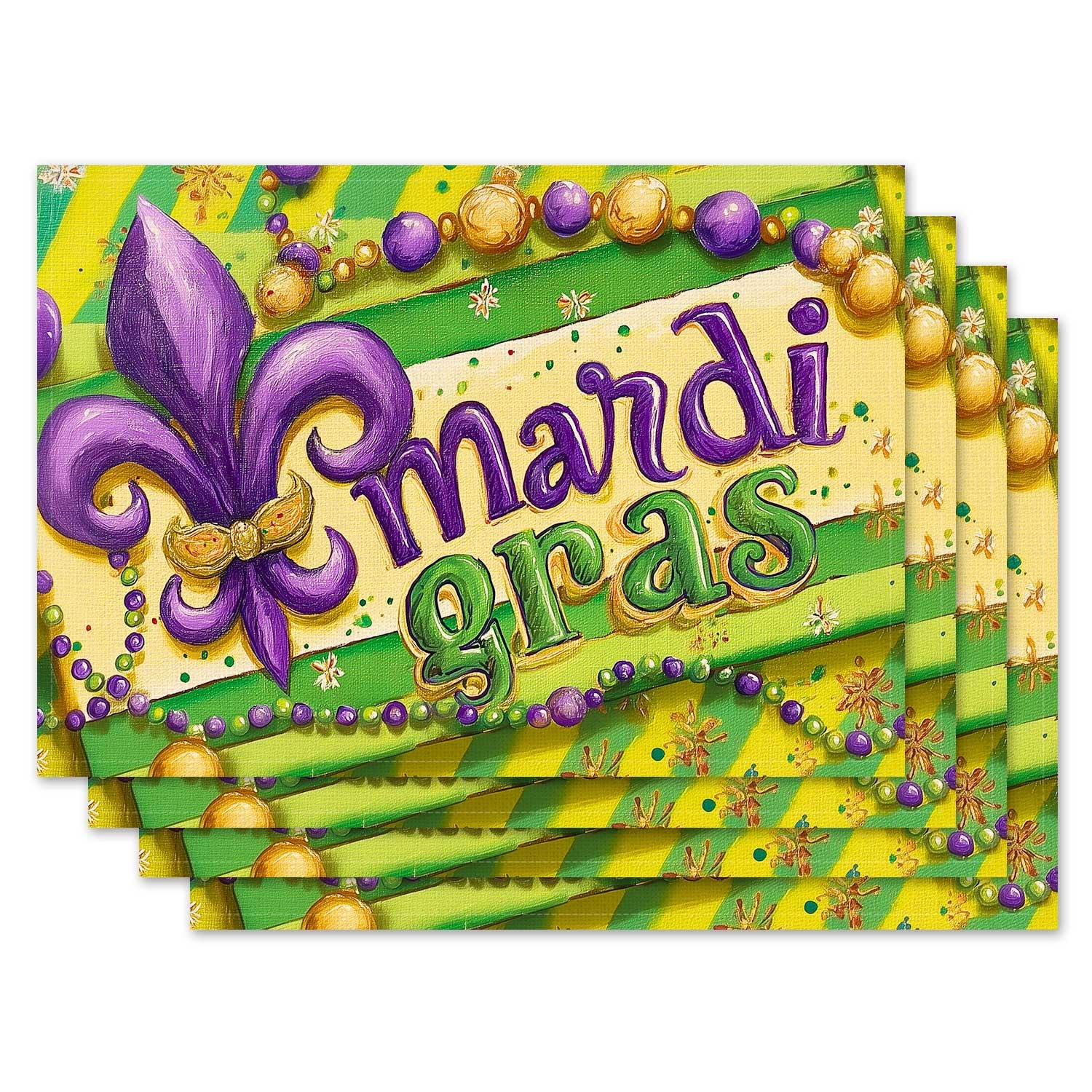 

Happy Mardi Gras Carnival Lobster Placemat Set of 4 Placemats Crayfish Table Mats 12 x18 , Placemats Set of 4