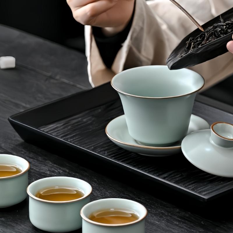 Kung Fu Tea Set Retro Travel Portable Ru Kiln Gift Box Outdoors Teapot Lid Bowl Camp Out Japanese Tea Set With Cups and Kettle