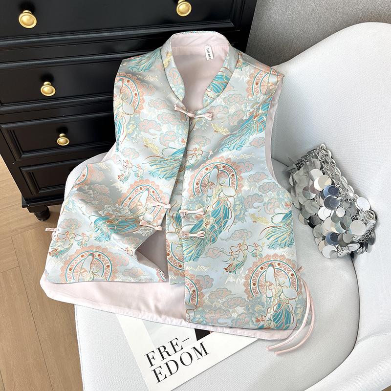 

Темпераментный жилет женский парчовый жаккардовый жилет жилет ранняя весна улучшение Гочао XXXL [Recommended 138-75kg]