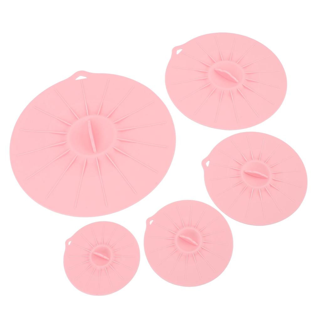 Silicone Lid Set Heat Resistant Reusable Microwave Splatter Cover Food Suction Lid for Bowls Pots Pans 5pcs