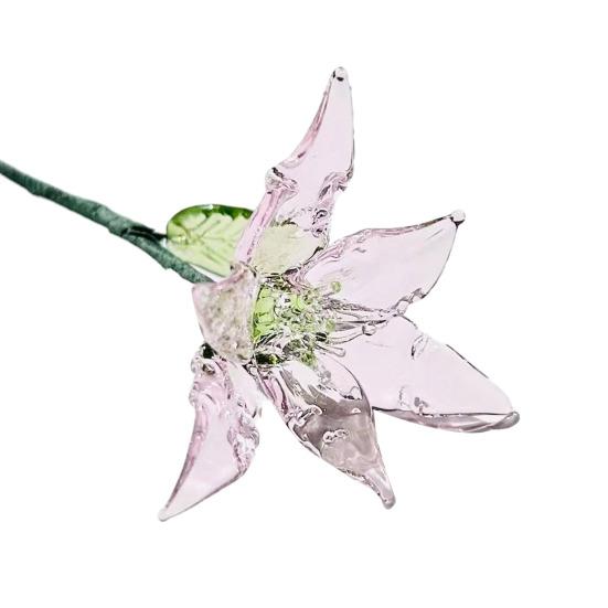 Floare de sticlă lucrată manual cu tulpină de sârmă, glazură colorată suflată manual, mini figurine florale, decorațiune, ornament pentru vază de flori de masă pentru casă, sufragerie, birou