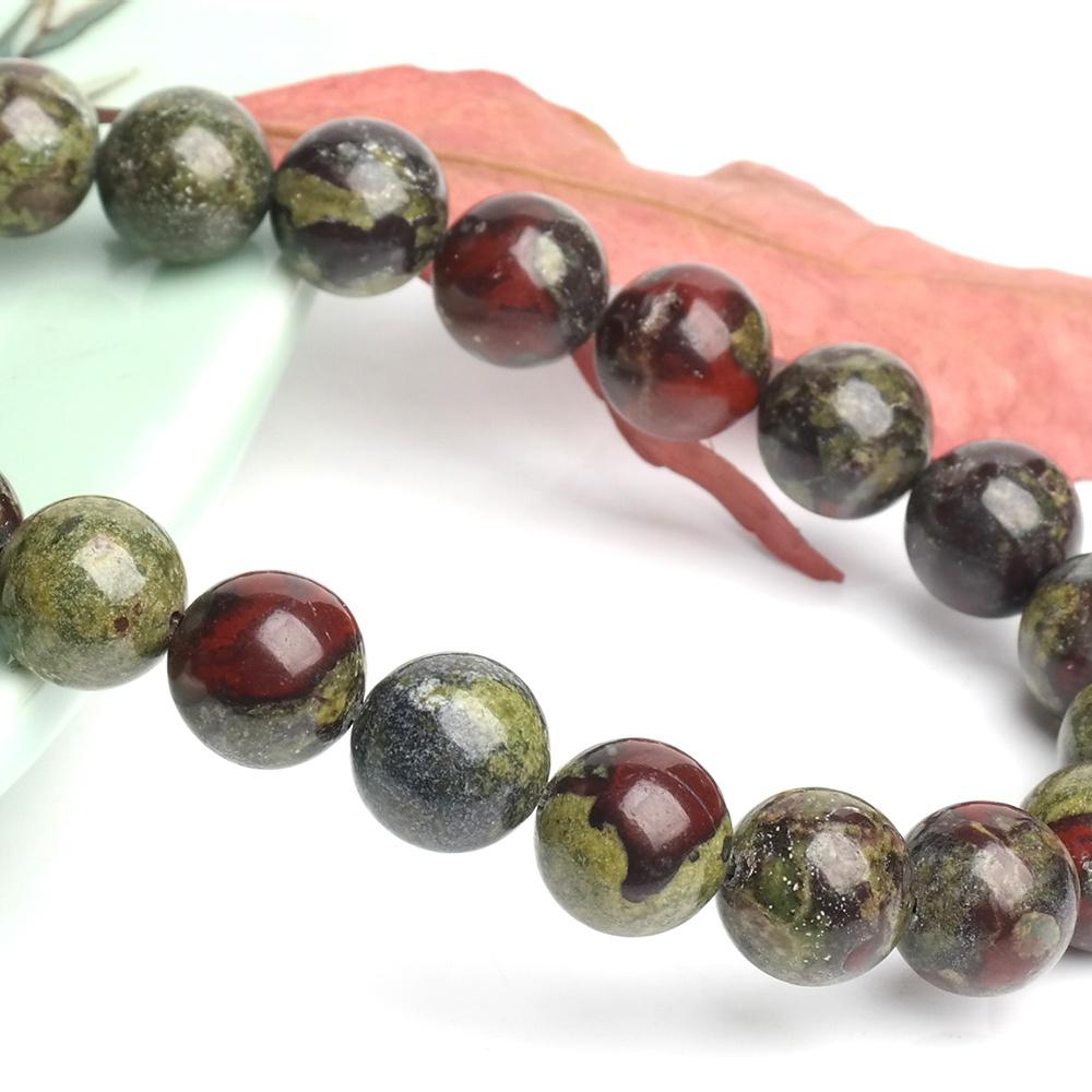 Dragon Bloodstone Round Natural Stone Beads 15"Strand Smooth Loose Spacer Beads 4/6/8/10/12mm for Jewelry Making DIY Bracelets Charms Accessories