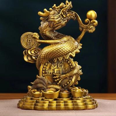 Zhaocai Atragere Avere Lingou de Aur din Cupru Integral Ornamente Dragon Birou Living Acasă Decor Hol Cadou de Deschidere