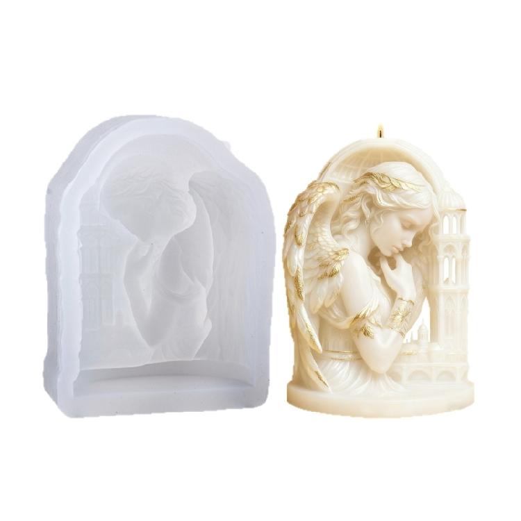 

Angel Tower Shape Silicone Candle Molds Easy Demod Temperature Resistant For Making Candle Soap Wedding Decoration 1