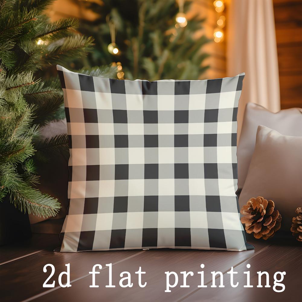 

Home Decor Christmas Checkered Pattern Pillow Covers Pattern Cushion Cover Suitable for Sofa Bedroom Car Pillow Cover 16x16Inch