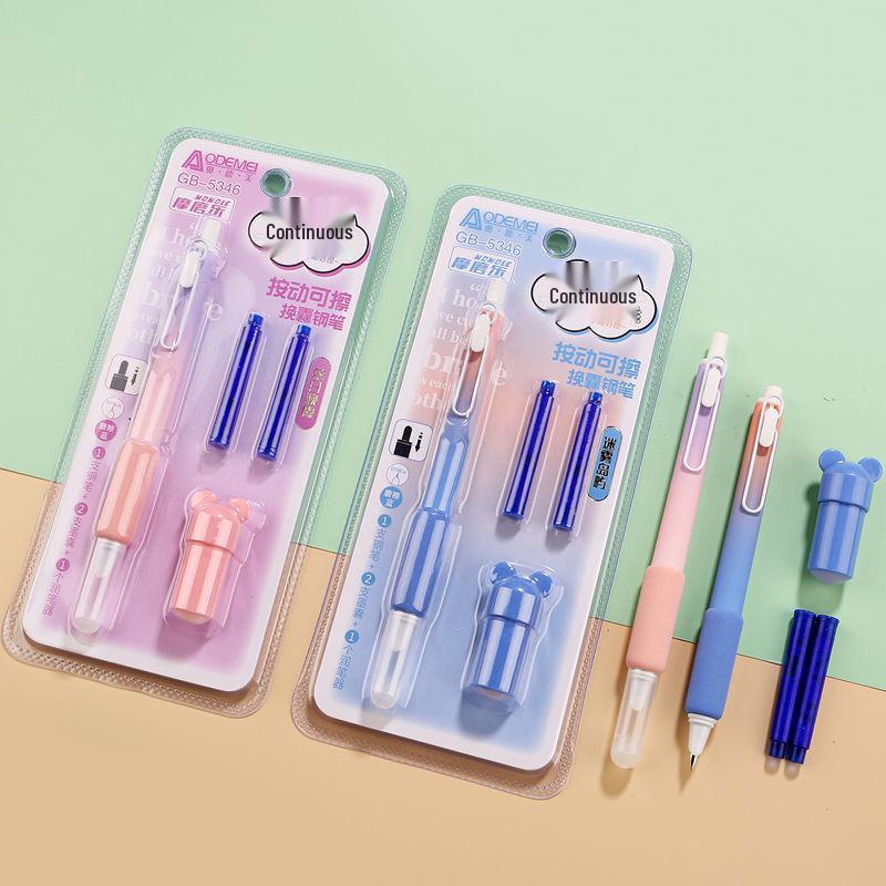 

Erasable Click Fountain Pen Set - Includes 1 Pen, 2 Ink Cartridges, Gift Pen Cleaner, and Posture Correction for Students. 1 Pen + 2 Cartridges + 1 Cleaner
