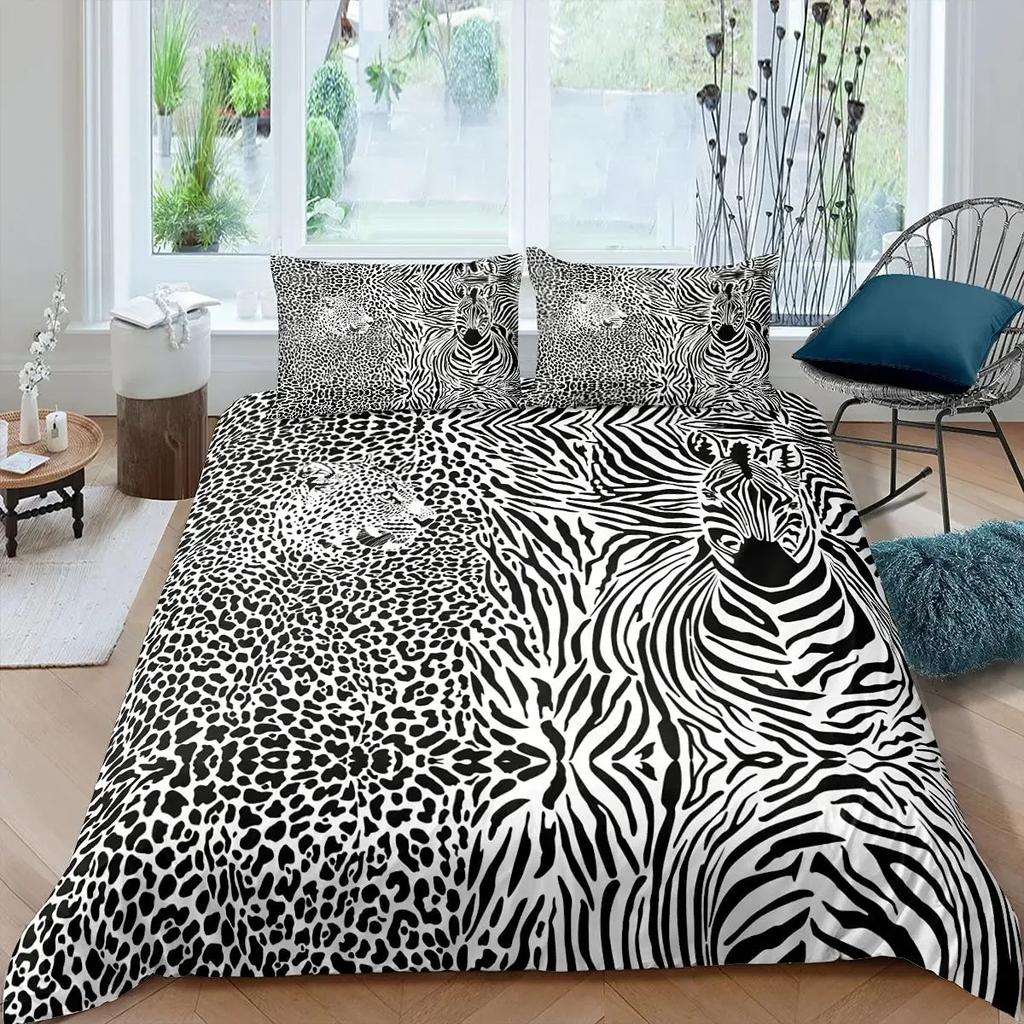 Zebra Duvet Cover Set King Size 3D Horses Steed Bedding Sets Africa Wild Animal Comforter Cover Set Personalized Bedspread Cover