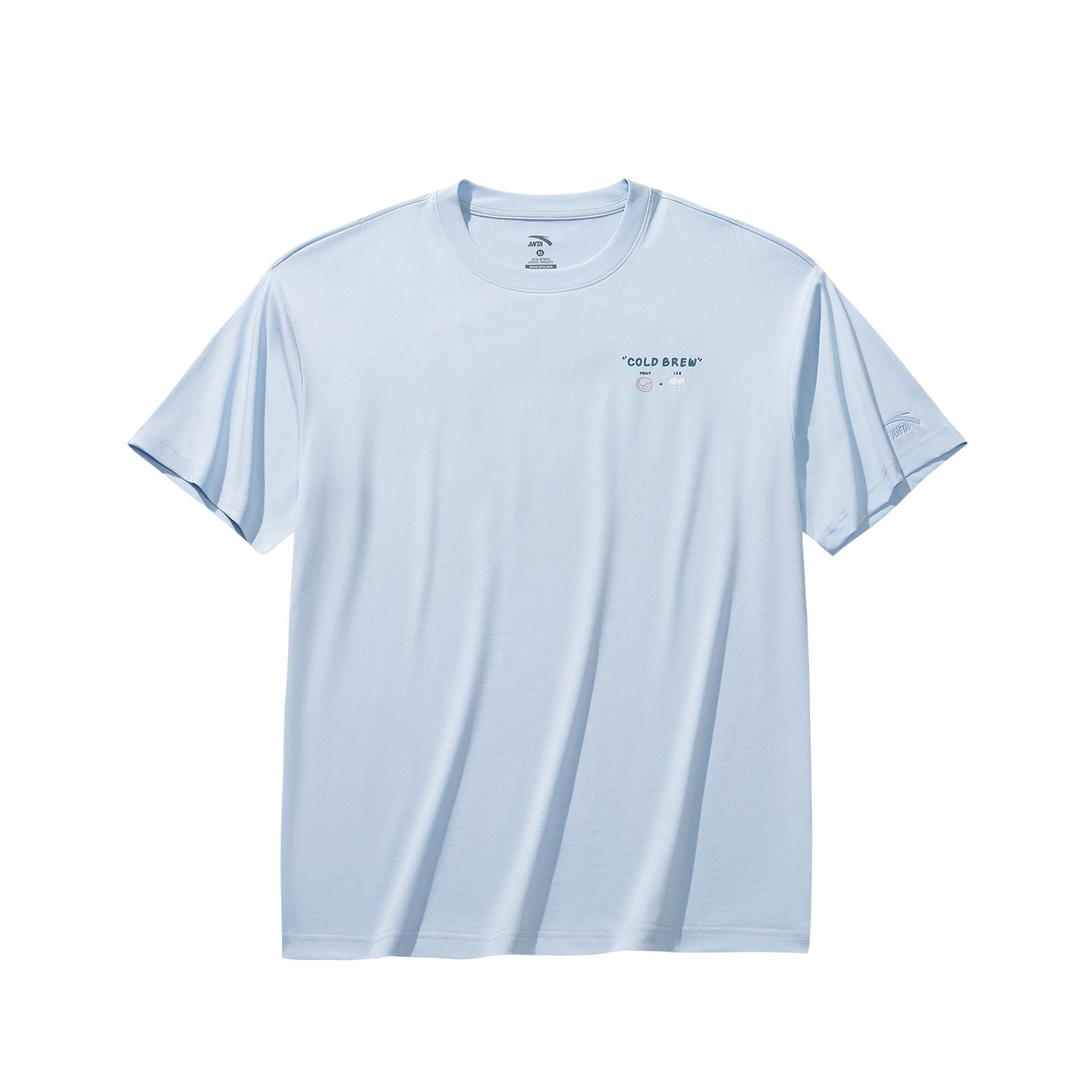 

Anta Lifestyle Series Short Sleeve Knitted Shirt Summer T-Shirt Unisex Tops Sky-Blue 972628118-5 XS